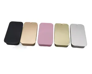 In stock 60*34*11mm custom design food grade silver pink gold slide tin