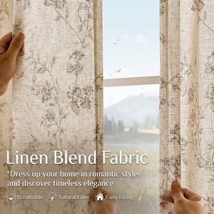 Rideaux imprimés floraux JINCHAN Artisan <span class=keywords><strong>Charlotte</strong></span>, draperies en lin style ferme vintage, fabrication personnalisable et neutre en carbone - Product Image 5