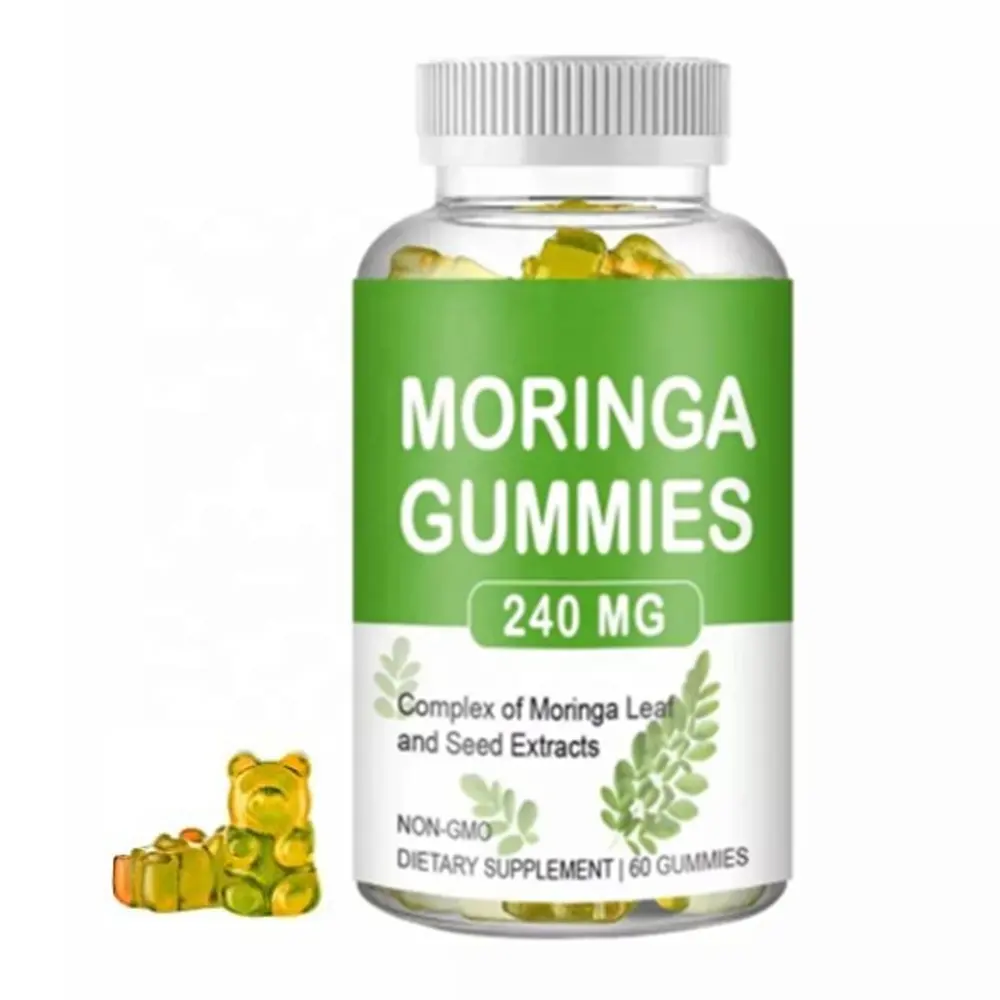 Suplemen Makanan Super Hijau Vitamin Moringa Oleifera Ekstrak Daun Gummy Moriga Gummies untuk Dukungan Kekebalan Tubuh