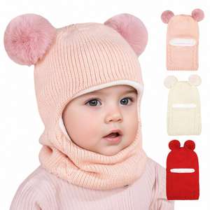 Pasamontañas para Niños, Gorro de Punto con Borla a Prueba de Viento, Gorros de Invierno para Bebés, Gorras para Niños - Product Image 1