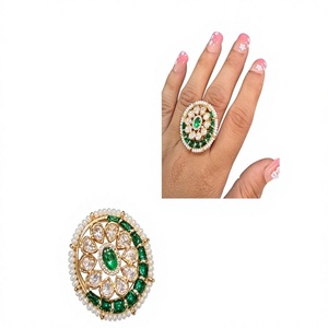 Charming Moissanite <b>Cocktail</b> <b>Ring</b> Women's 18K <b>Gold</b> Plated Vintage Flower Design Pave Setting Party Jewelry - Product Image 2