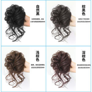 Chignon en cheveux humains FQ à clipser, ondulations lâches, 20 cm, pour femmes, extension de coiffure relevée - Product Image 4