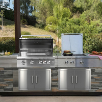 Barbecue à gaz GPL/GN/butane de luxe haut de gamme en acier inoxydable intégré pour extérieur, brûleurs réglables, allumage piézoélectrique