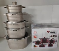 Ensemble de 10 casseroles en aluminium robustes 20/24/28/32 cm, casserole carrée 28 cm, casserole peu profonde, revêtement antiadhésif en marbre, grande capacité