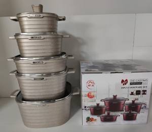 Ensemble de 10 casseroles en aluminium robustes 20/24/28/32 cm, casserole carrée 28 cm, casserole peu profonde, revêtement antiadhésif en marbre, grande capacité - Product Image 4