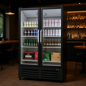 Enfriador de Bebidas Comercial con Puerta Doble de Vidrio, 26.69 Pies Cúbicos, 8 Estantes, Termostato Ajustable, Independiente, Negro - Product Image 2