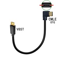 Adaptor Transfer Data Kamera OTG Berlapis Emas Tipe-C Male Sudut Kanan ke V3 Mini Micro USB 5-Pin