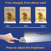 Présentoir de Comptoir pour Aliments et Boissons, Boîte à Lumière LED Multi-niveaux à Intensité Variable, Tableau de Menu Lumineux à Chargement USB