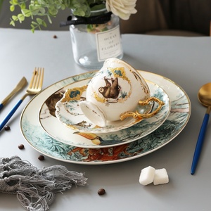 Customized Wholesale 8 Pcs England Luxury Dining Room Gold Inlay Eco-Friendly Porcelain Enameled Dishes and Plates - Product Image 2