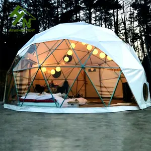 UV dayanıklı yarı kalıcı 6 m-30 m çelik çerçeve açık span geodesic dome otel çadırı