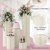 Supports cylindriques avec disque en acrylique, centre de table rond, support à gâteau, colonnes en papier pliables, présentoir pour décorations de mariage et de fête