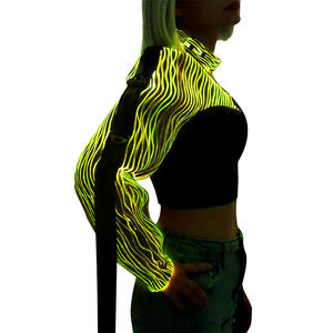 Collier long à une épaule lumineux en fibre optique LED, style <span class=keywords><strong>steampunk</strong></span> unisexe noir pour festival cosplay - Product Image 3