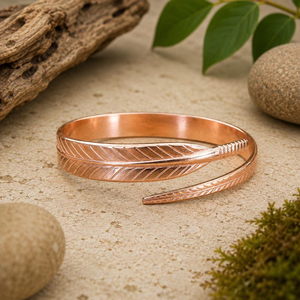 Arthritis Pain Relief Adjustable Trendy Feather Texture Boho Style Bracelet Women Men Jewelry 99.99% Pure <b>Copper</b> Custom <b>Bangle</b> - Product Image 1