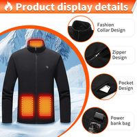 Veste chauffante en polaire 9 zones avec col chauffant USB, manteau chauffant léger en polaire pour l'hiver en extérieur