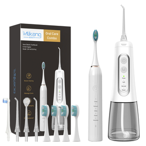 Set Irigator Oral & Sikat Gigi Elektrik Tanpa Kabel, Dapat Diisi Ulang, Tahan Air IPX7 dengan Bulu Sikat Lembut untuk Perjalanan - Product Image 1