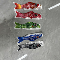 Koinobori Wind Sock Dekorasi Bendera Ikan Koi Layang-layang Poliester Tahan Noda