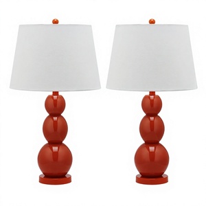 Lámpara de Mesa Roja con Forma de Calabaza Triple para Sala de Estar, con Pantalla Blanca Decorativa para Sala de Estar, Dormitorio, Mesa de Noche - Product Image 1