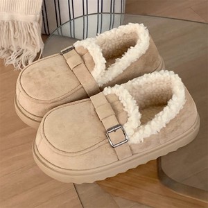 XIXITIAO Women's Winter Outdoor Shoes Lamb Wool <strong>Loafers</strong> Anti slip Outdoor Casual Shoes Retro Comfortable Student <strong>Loafers</strong> - Product Image 3