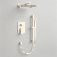 Ensemble de robinetterie de douche encastrée noir mat, douche carrée murale à effet pluie avec douchette réglable pour salles de bain minimalistes