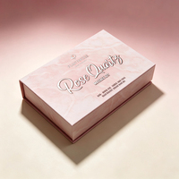 Boîte cadeau rigide magnétique en marbre rose imprimée sur mesure, emballage en papier à couvercle rabattable de qualité supérieure pour ensemble de massage en cristal, bijoux cosmétiques