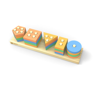 Gioco Educativo Montessori in Legno, Blocchi Geometrici Impilabili, Regalo per l'Apprendimento dei Bambini, Sviluppo delle Abilità Motorie Fini Prescolare - Product Image 4