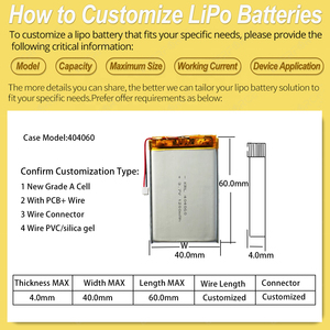 Bateria de Íon de Lítio Vestível 401940 300mAh para Robô Aspirador, Célula de Polímero, Fabricante OEM/ODM - Product Image 4