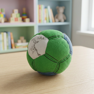 Green Genuine Leather Sport Footbag <b>Hacky</b> <b>Sack</b> Soccer Ball Style Plush Toy for Kids Play - Product Image 1