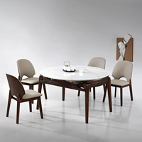 Ensemble de table à manger ronde extensible en bois massif de luxe moderne pour usage hôtelier, table à manger commerciale en gros avec 4 chaises
