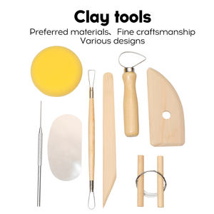 BOMEIJIA 8 pièces outil de sculpture en argile manche en bois poterie sculpture Kit d'outils outils essentiels en argile céramique pour débutant - Product Image 4