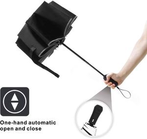 Parapluie entièrement automatique double usage avec écran pare-soleil et lampe torche LED, impression de logo, protection contre la pluie et le soleil, parapluie pliable pour les affaires - Product Image 4