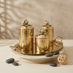 Stainless Steel Royal Gold <b>Canister</b> <b>Set</b> Hammered Surface Handmade Pumpkin Lids Food Safe Kitchen Storage Carton Leak Proof - Product Image 1