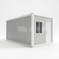 WELLCAMP Maison Conteneur Modulaire 20FT en Kit, Habitation en Verre Facile à Construire, Bureau Portable, Villa, Atelier, Alimentée à l'Énergie Solaire, Écologique