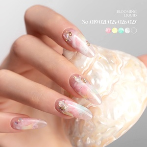 GULAURI Gel per Unghie Effetto Marmo Liquido, Pittura Artistica Fai da Te, <span class=keywords><strong>Smalto</strong></span> Glitterato ad Asciugatura all'Aria, Gel Effetto Rosa in Fiore - Product Image 4