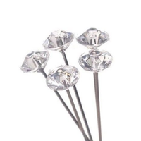Broche décorative en acrylique pour robe de mariée, fleur fixée, épingle transparente en cristal et diamant