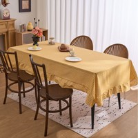 Nappe à carreaux géométriques imprimée pour salle à manger, tissu de nappe personnalisé avec broderie en dentelle pour événements et fêtes