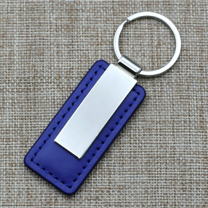 Wholesale Promotional Zinc Alloy Lightweight Rectangle Pattern PU Leather <b>Custom</b> Designer Durable <b>Keychain</b> - Product Image 4