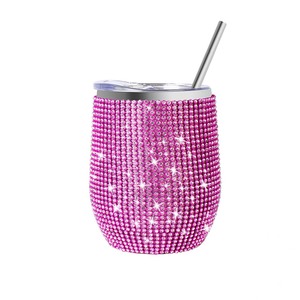 Vaso ostentoso con diamantes <span class=keywords><strong>de</strong></span> imitación, <span class=keywords><strong>vasos</strong></span> <span class=keywords><strong>de</strong></span> vino, Copa aislada <span class=keywords><strong>de</strong></span> acero inoxidable con purpurina <span class=keywords><strong>de</strong></span> paja, térmica al vacío - Product Image 3