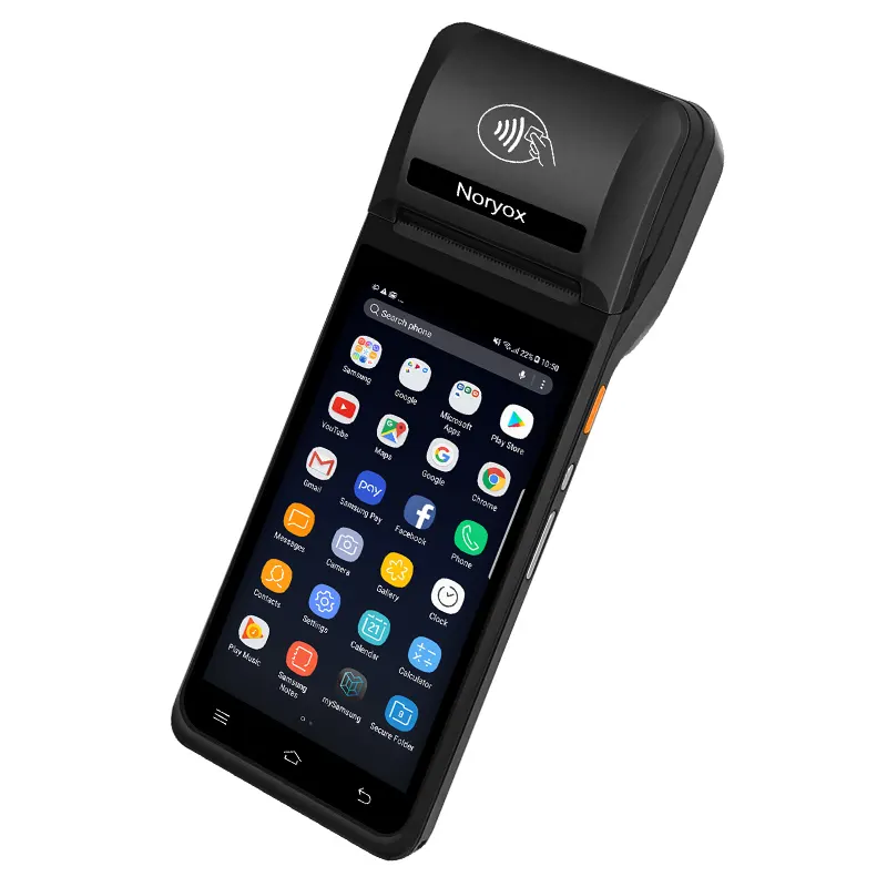 Pos Factory Noryox NB55 Pago de tarjeta sin contacto Terminal portátil Android 10 Pos con impresora de etiquetas de boletos de 58mm