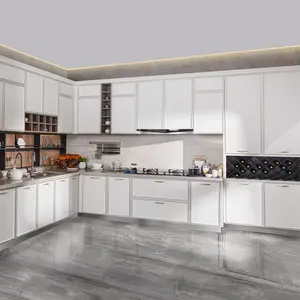 Estilo europeu branco cereja madeira sólida armário de cozinha madeira fazer na china