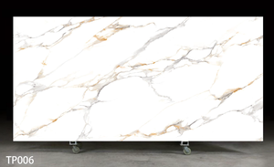 แผ่นควอตซ์พิมพ์ลาย Calacatta Golden Drift จาก UNION STONE ขนาดใหญ่ เป็นมิตรกับสิ่งแวดล้อม ดีไซน์ทันสมัย เหมาะสำหรับผนังห้องครัว พื้น และเคาน์เตอร์ - Product Image 6