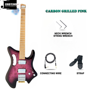 Guitares électriques sans tête Jingying 2025 <span class=keywords><strong>haut</strong></span> <span class=keywords><strong>de</strong></span> <span class=keywords><strong>gamme</strong></span> en carbone coloré avec micros en aluminium nickel-cobalt, instruments à cordes - Product Image 5