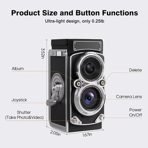 Mini appareil photo numérique vintage portable style TLR, rétro, compact, petit format <span class=keywords><strong>de</strong></span> poche, vidéo 1080P FHD, 12MP, vlog, optique - Product Image 5