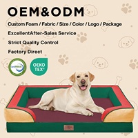 Lit orthopédique pour chien imperméable en mousse alvéolée, canapé pour animaux de compagnie en velours patchwork, pour les détaillants, lit pour chien de grande taille personnalisé, fabrication en usine