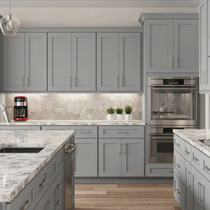 USA Modern Simplicity <b>Grey</b> Shaker Kitchen RTA <b>Cabinet</b> Solid Wood Kitchen With Frame - Product Image 1