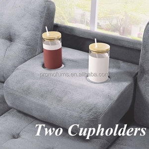 Sofa Serat Mikro 3 Buah dengan Penyimpanan Chaise Lounge Ottoman dan Pemegang Cangkir - Product Image 4