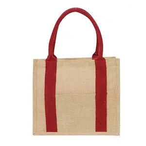 Custom Logo Eco Reusable Cloth Carrying Bags Laminated Grocery Promotional Shopping Handbags Jute Bag
