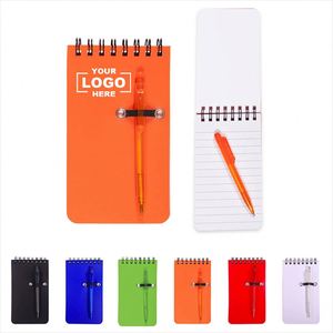 Custom Promotional Spiral Bound Pocket Notebook Plastic Waterproof Cover Pen Mini Promotion Spiral <b>Notepad</b> with Pen - Product Image 1