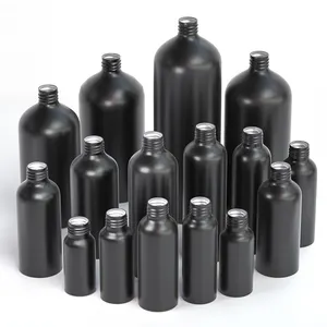 بسعر الجملة زجاجة تعبئة معدنية دائرية سوداء غير لامعة 100 مل 250 مل 500 مل 1000 مل من الألومنيوم للشامبو