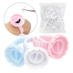 100 Pcs Pack Eyelash Extension <b>Glue</b> Fan Cup Rings Holder Disposable Adhesive Ring Grafting Lash Salon Supplies Lash <b>Glue</b> Rings - Product Image 1