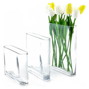 Vasi di libro in vetro con bordo rotondo vaso <span class=keywords><strong>ovale</strong></span> a blocchi di fiori rettangolare moderno centrotavola per matrimonio - Product Image 4